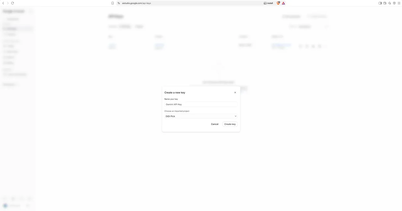 Create a new key