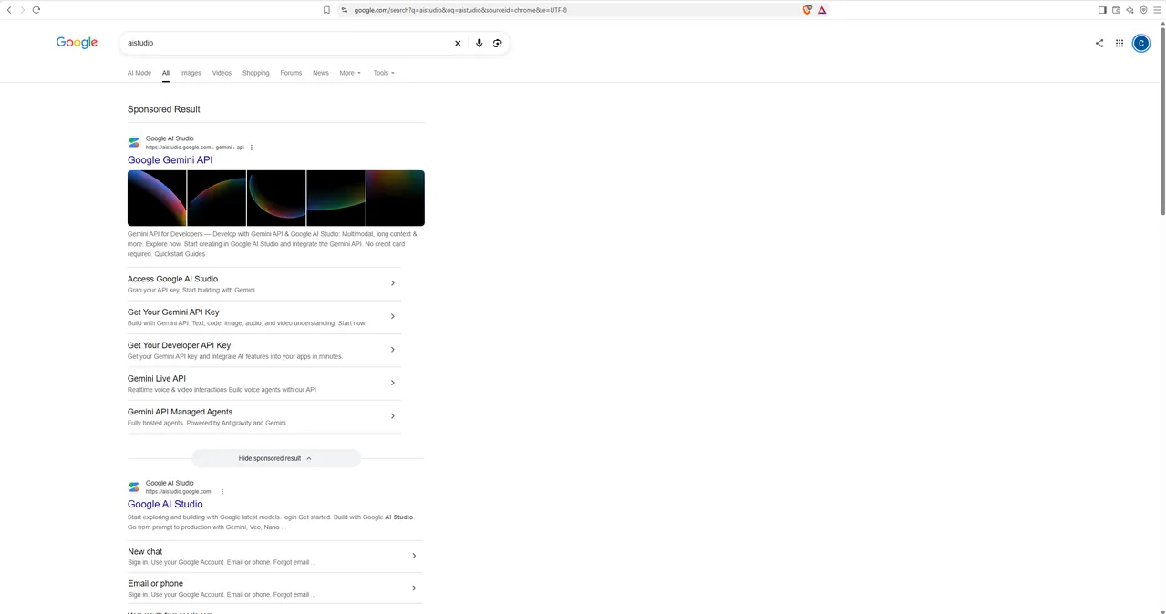 Search Google AI Studio